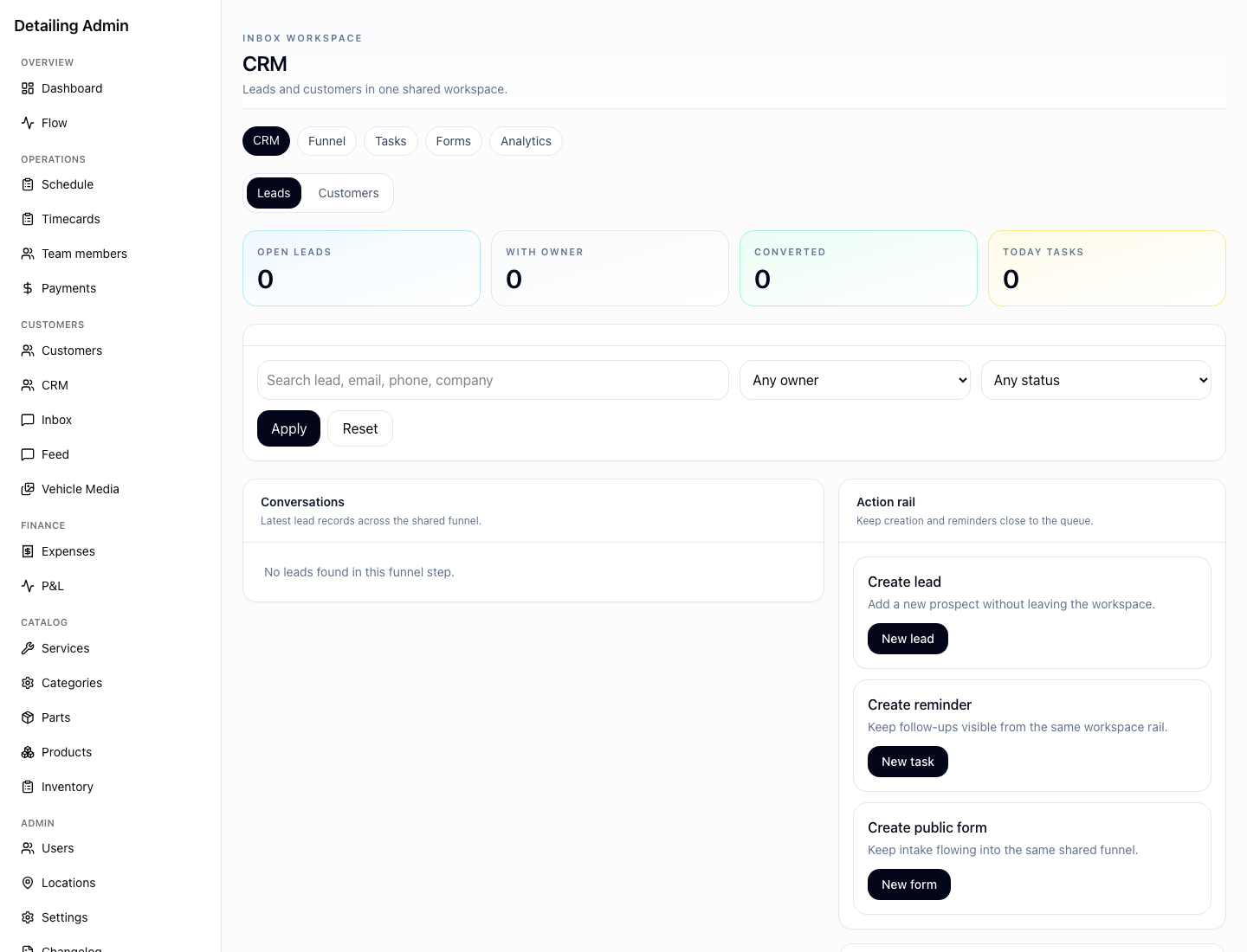 GarageLink CRM real product screenshot